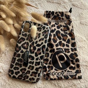 Loopy 2 piece cheetah leopard XR iPhone rubber case w/ soft drawstring c…